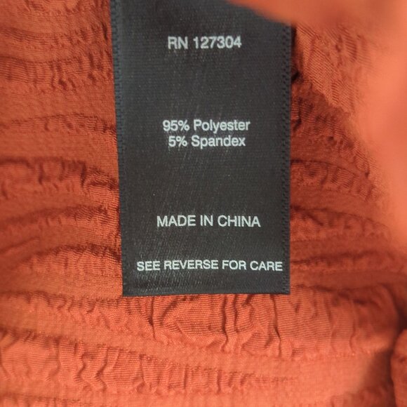 Ali Miles 3/4" sleeve burnt orange button front pockets Tunic Textured Jacket Lg - Picture 10 of 16